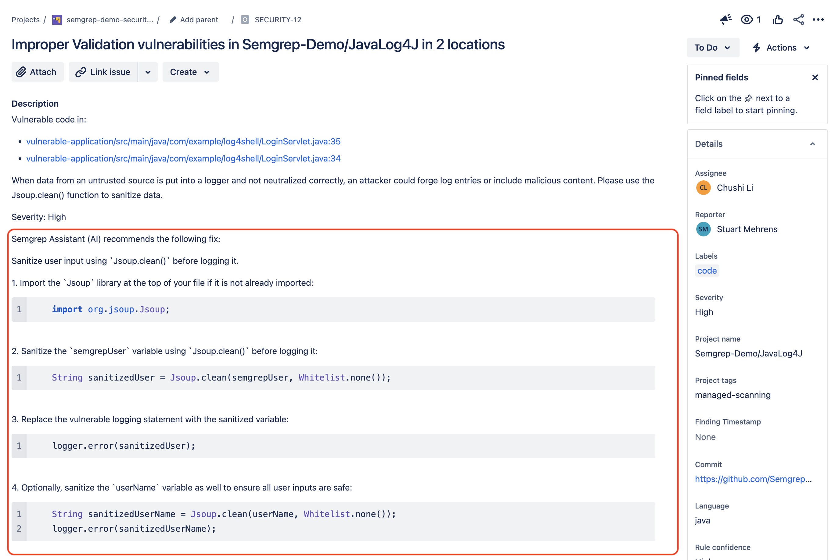 guidance in jira ticket