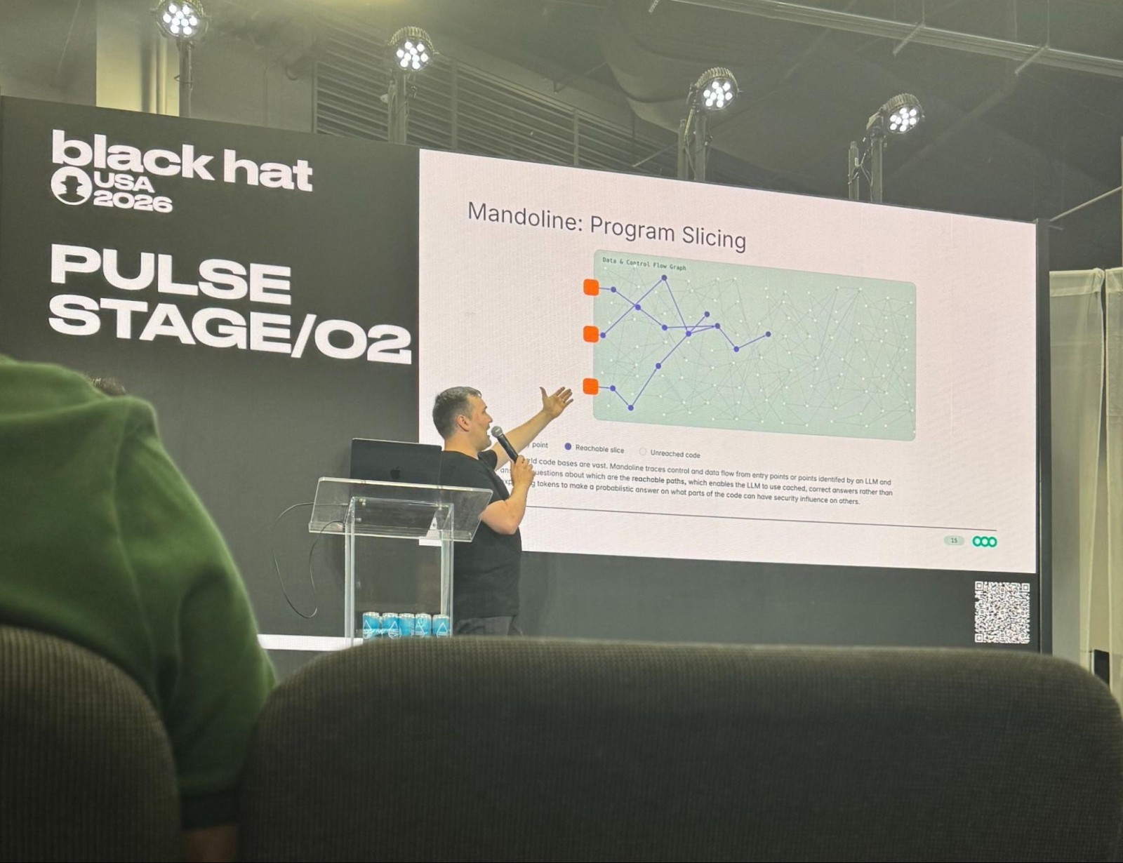 Image of Semgrep CTO Drew Dennison presenting at Black Hat