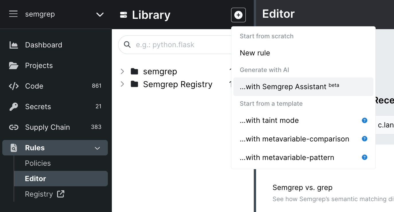 The plus button to open up the custom rules editor