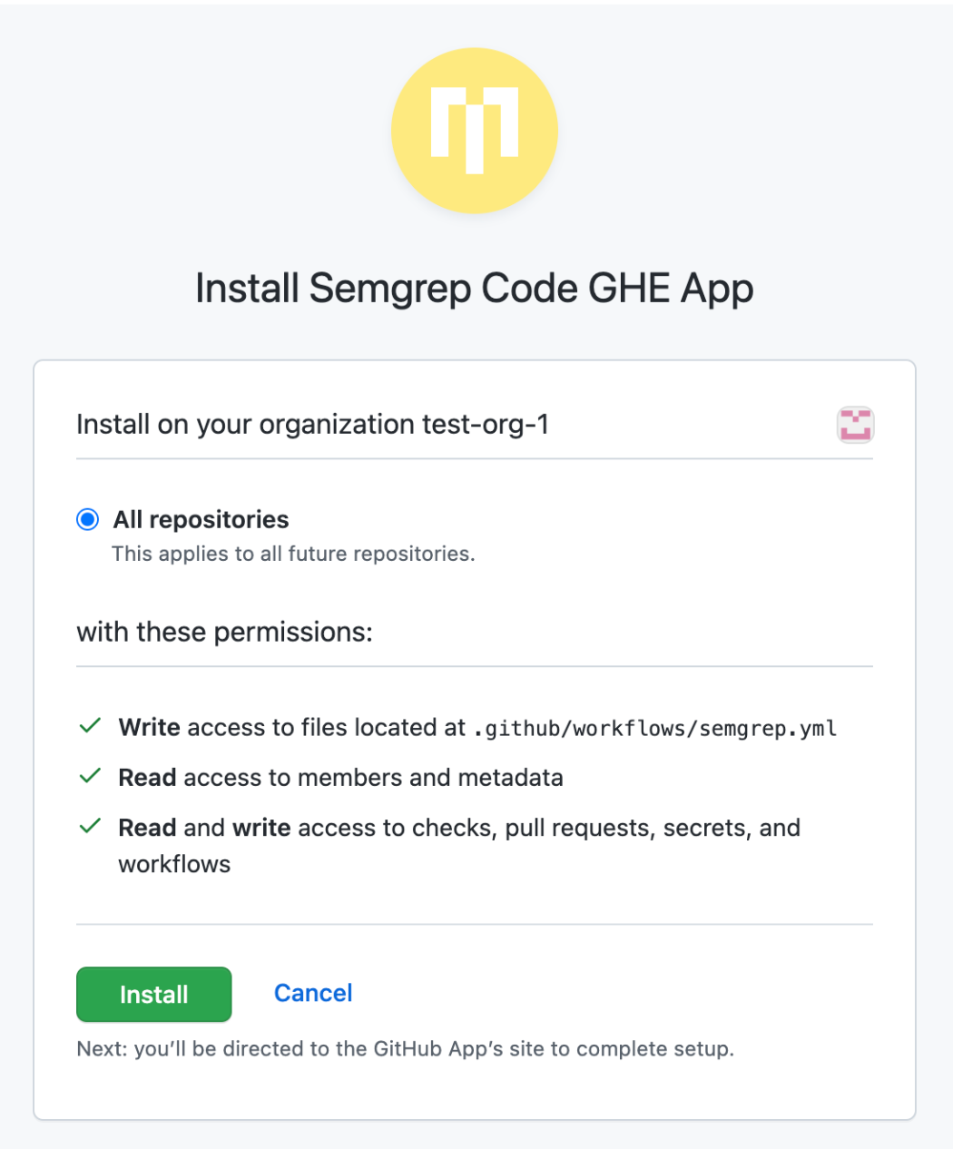 GitHub installation prompt