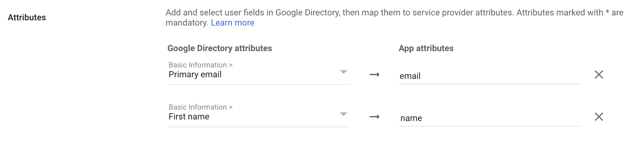 Attribute mappings