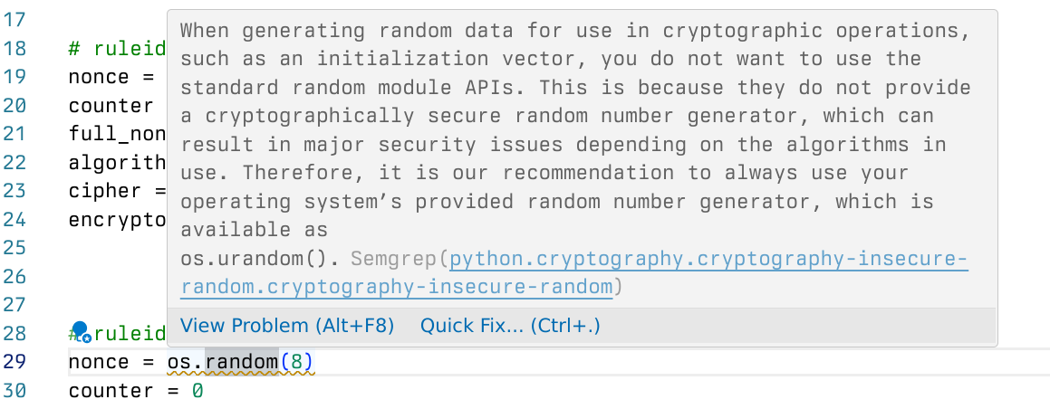 Semgrep remediation guidance in VS Code