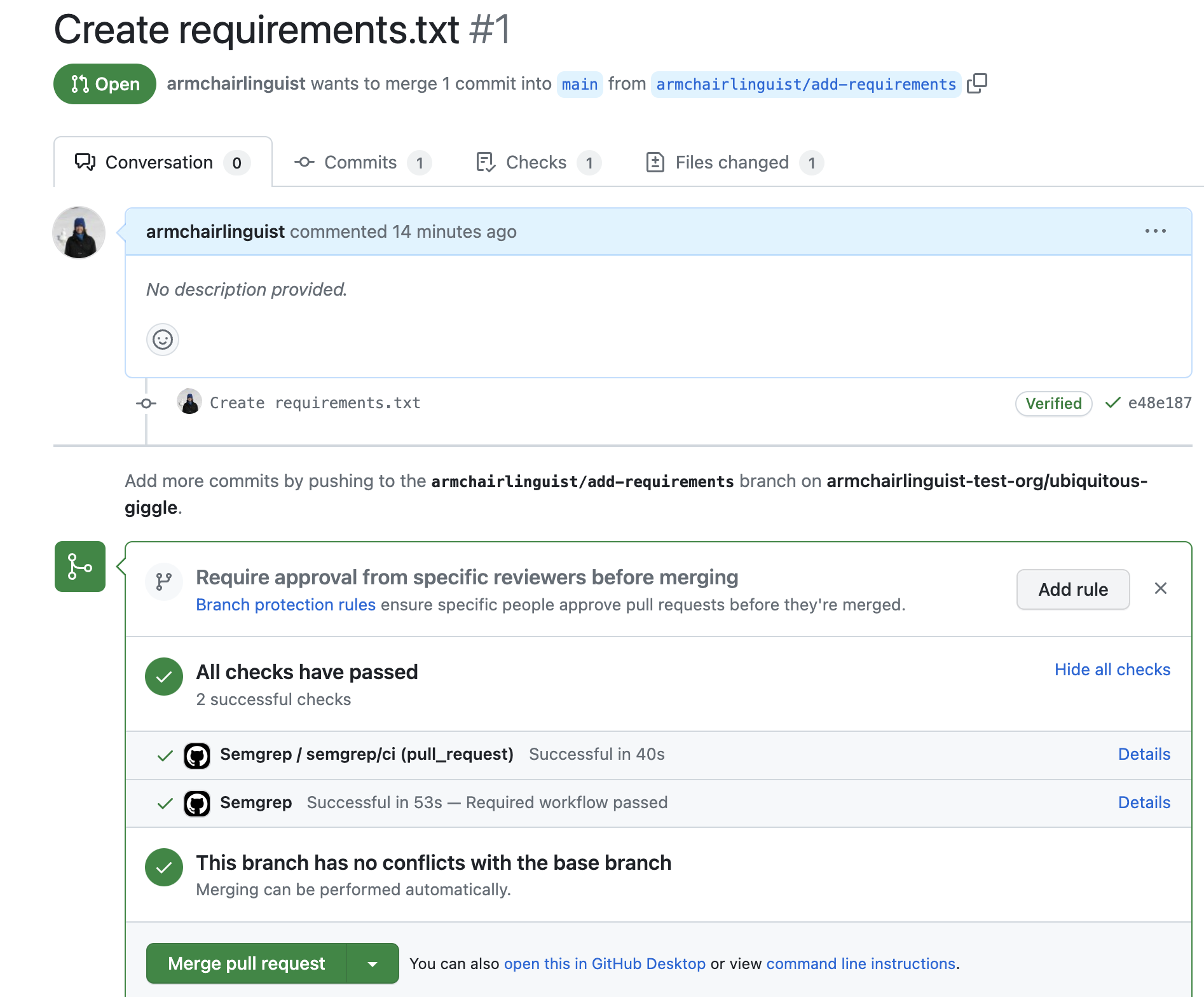 Example pull request with successful required workflow