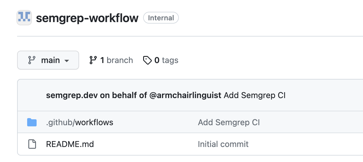 Semgrep repository with workflow file