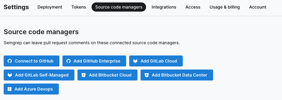 Connect a source code manager | Semgrep